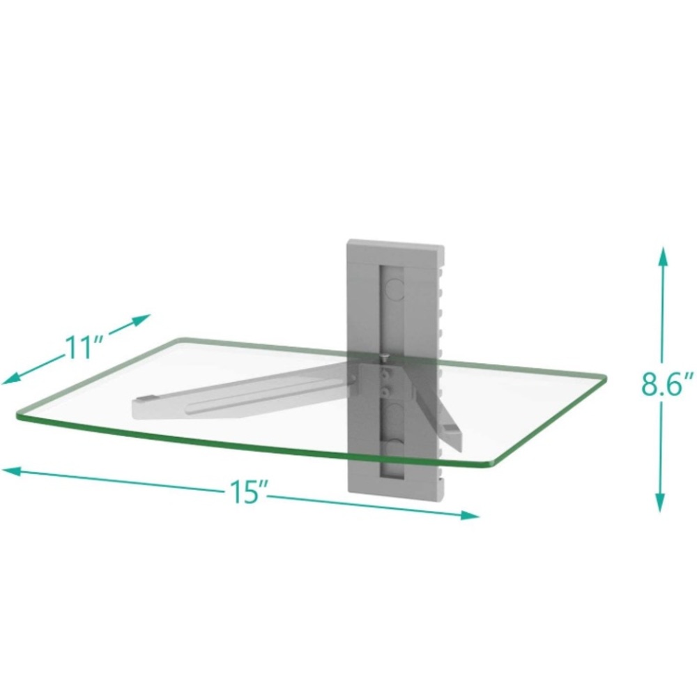 GLASS SHELF/ DVD/ WIFI ROUTER WALL MOUNT NEW!!